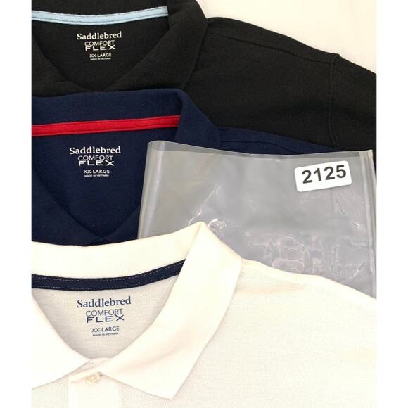 Lot of 3 Saddlebred Comfort Flex Mens Shirts XXL 2 Button Close White Blue Black - Picture 14 of 14